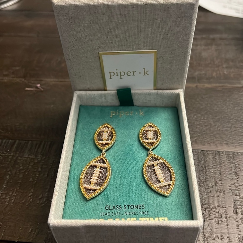Piper k It’s Game Time Football dangle pierced earrings NEW